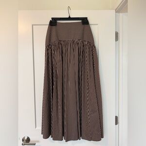 STAUD skirt - PROCIDA SKIRT DARK OAK MICRO STRIPE